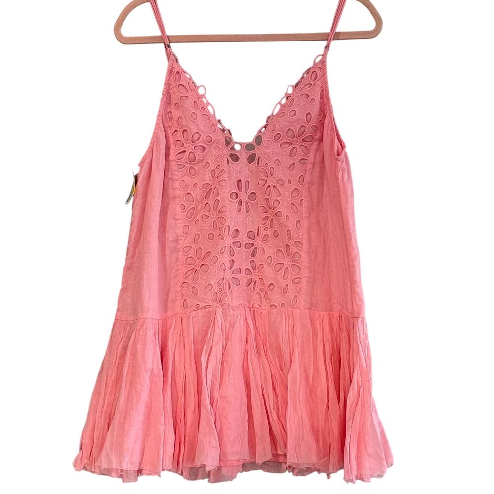 Free People Ilektra Babydoll Lace Slip Dress Barbiecore Coquette NWT XL Pink Raw - Picture 2 of 13